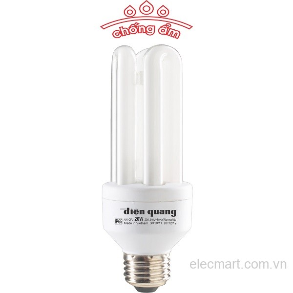 Đèn Compact chống ẩm Điện Quang ĐQ-CFL-AW-3U-20W-DL-E27