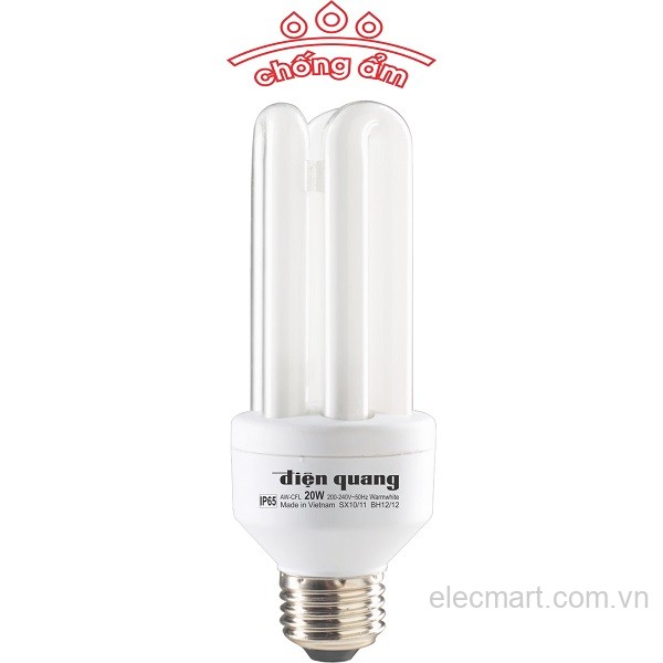 Đèn Compact chống ẩm Điện Quang ĐQ-CFL-AW-3U-20W-WW-E27